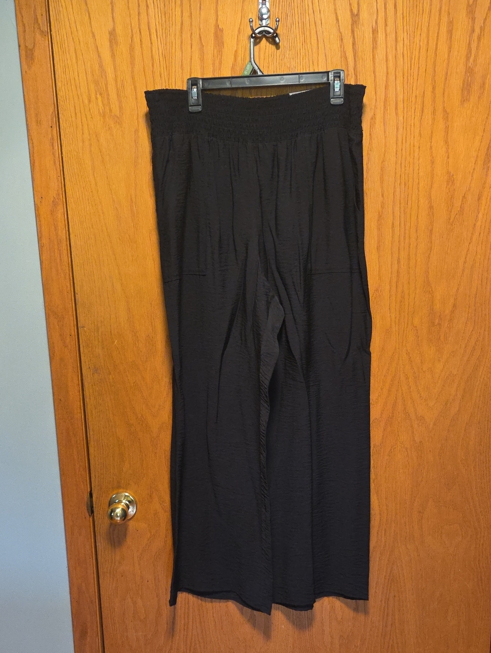 Simply Vera Vera Wang Black Smocked-Waist Wide Leg Pants